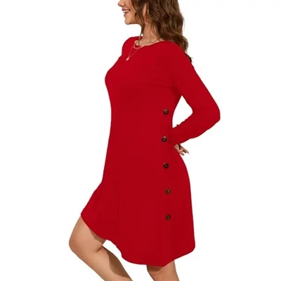 Long Sleeve Round Neck Loose Dress