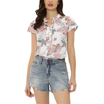 Women's Stand-up Collar Printed Top