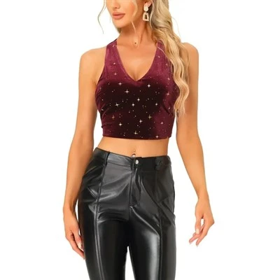 Women's Velvet Cropped Top Sleeveless